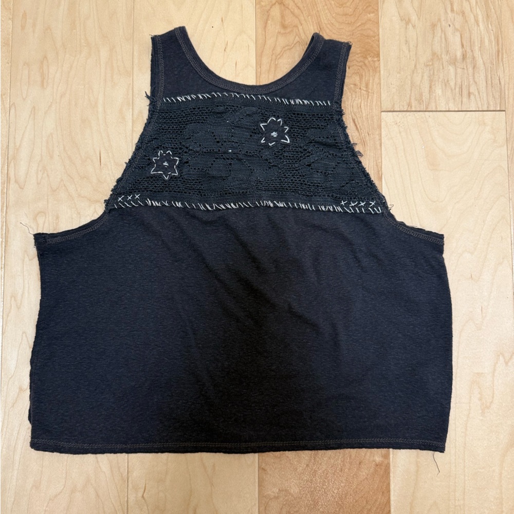 We the free tank size XS gray window crochet star hippie‎ boho crop